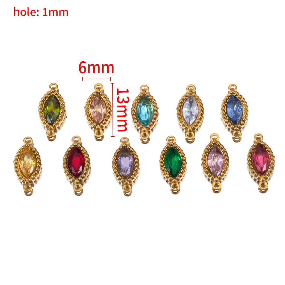 BBB 266 (h) Yellow Zircon Connector 18k Gold PVD plated 316 stainless steel ( 1 pc ) Anti tarnish ( 6:13 mm )