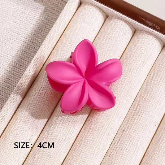 HA 04 (e) Bright Pink Mini Hawaii Floral Hair Claw Clip ( 1 pc )