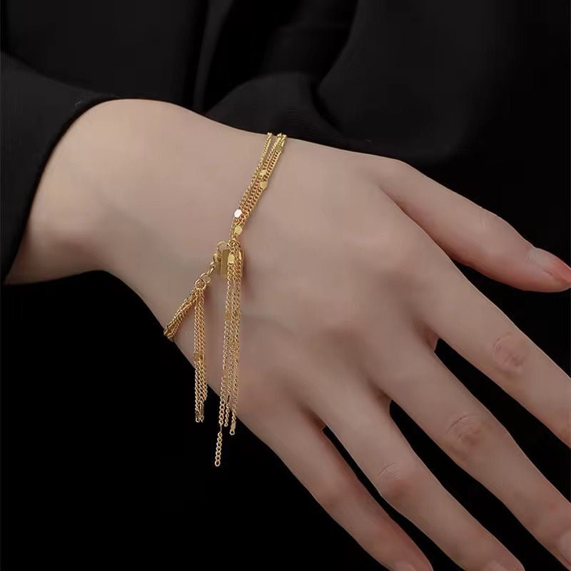 SJ 730 Tassel chains Bracelet - 18k Gold PVD plated stainless steel - Anti tarnish