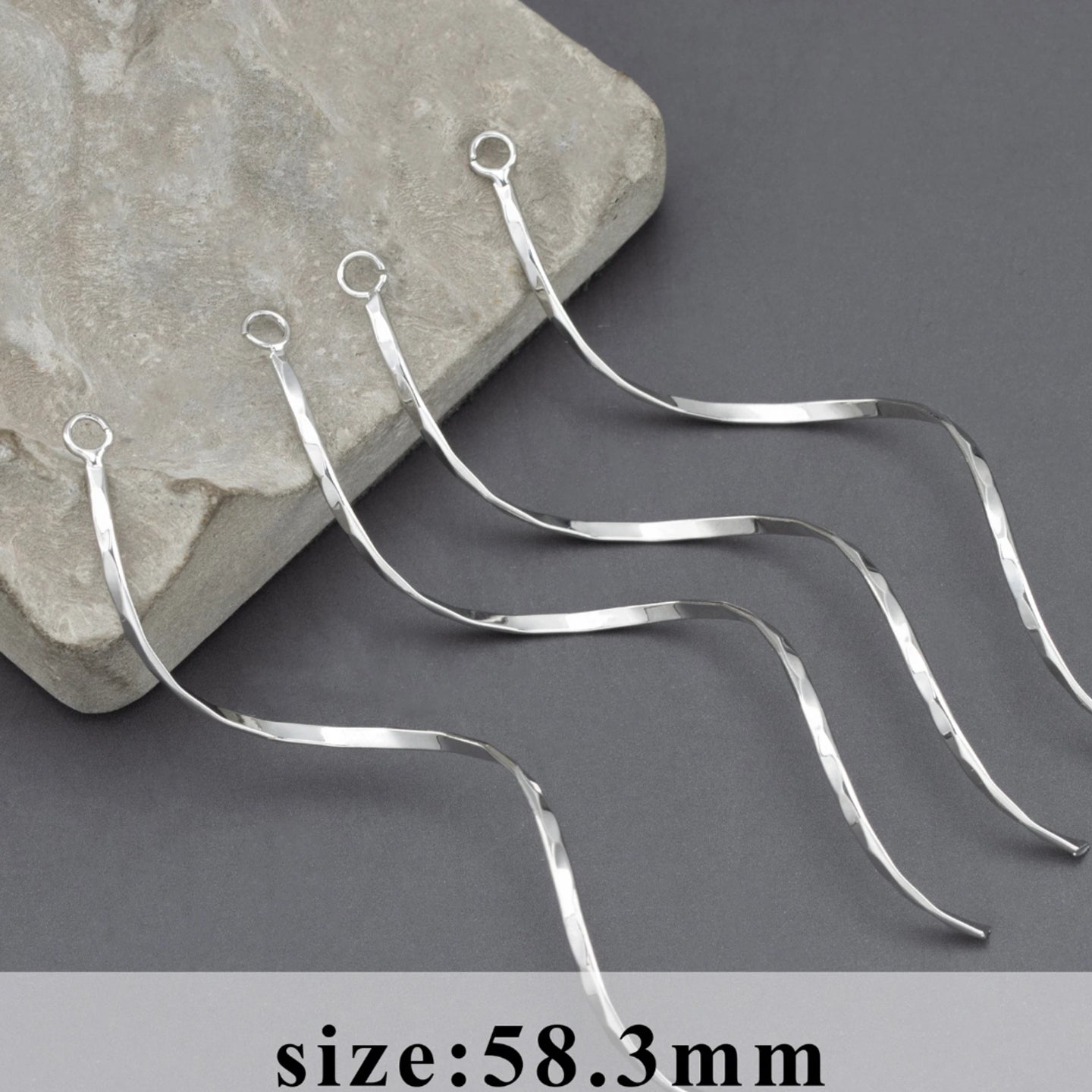 SS 280 silver plated wavy charm ( 1 pc ) Anti tarnish