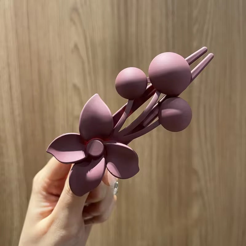 HA 02 (a) Muted Purple Oversized Floral Shark-Claw Hair Clip ( 1 pc )