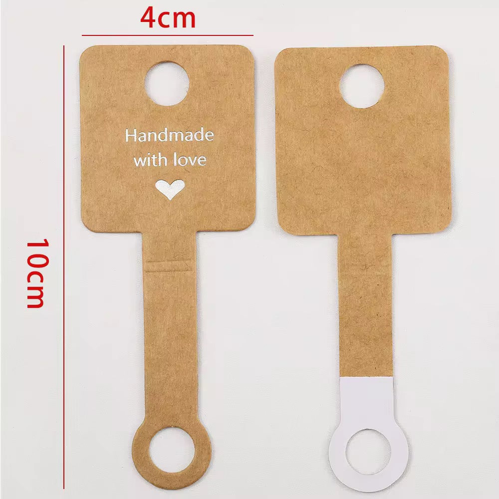 Brown cardboard fold over hanging cards with self adhesive sticker ( 1 pc )