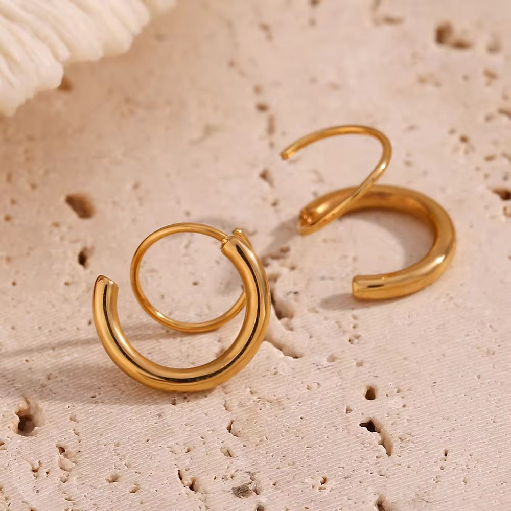 SJ 423 Double layer winding Earring - Premium 18k Gold PVD plated stainless steel - Anti tarnish - Wholesale