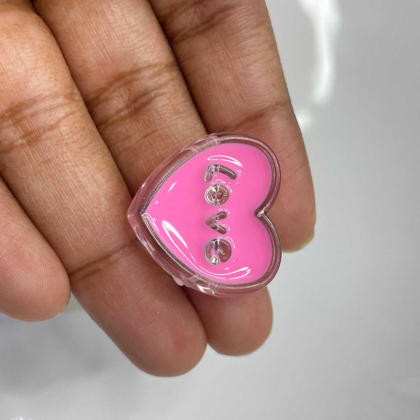 BBB 191 (B) pink love heart bead (1PC)