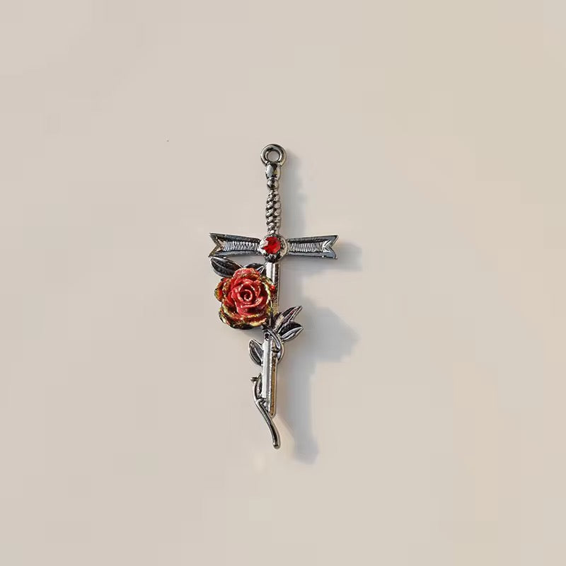 BBB 319 (j) Rose Cross Dark Style Y2K charm ( 1 pc ) High quality Alloy ( 20:50 mm )