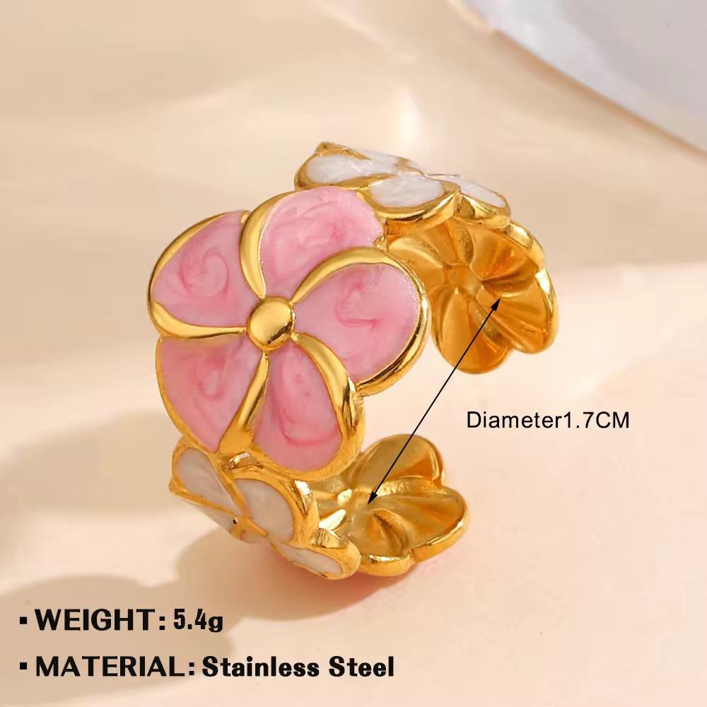 RSJ17B chunky enamel ring - 18k Gold PVD plated 316 stainless steel - Anti tarnish