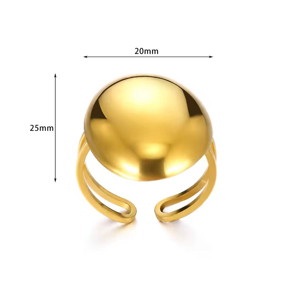 SJ 509 - Chunky Fashion Oval Ring adjustable - 18k Gold PVD plated stainless steel - Anti tarnish