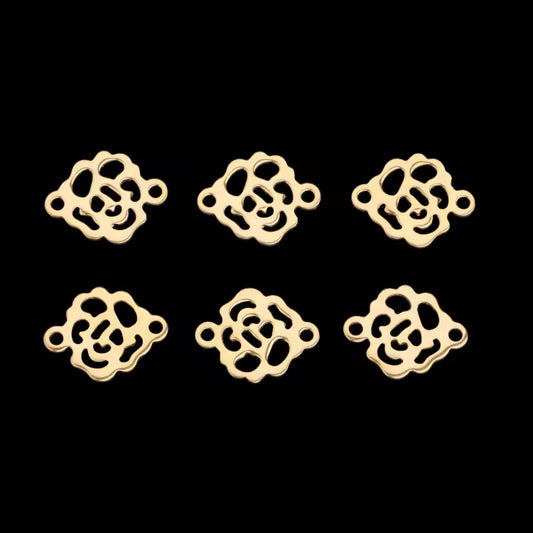 SS 1252 Rose Connector charm 18k Gold PVD plated 316 stainless steel ( 1 piece ) Anti tarnish ( 14:10.5 mm )