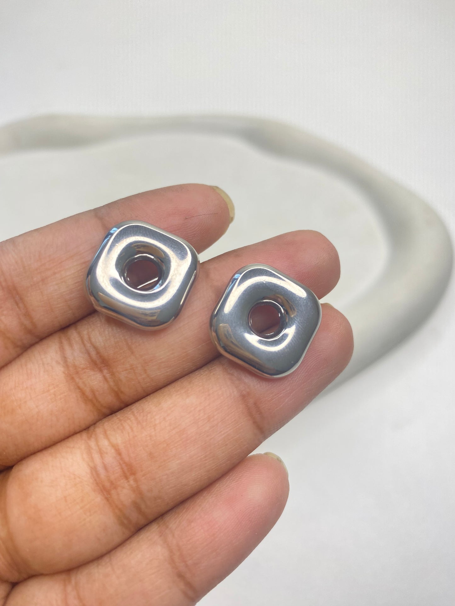 SS 2847 Chunky Balloon Square charm Silver plated stainless steel ( 1 piece ) Anti tarnish ( 16 mm )