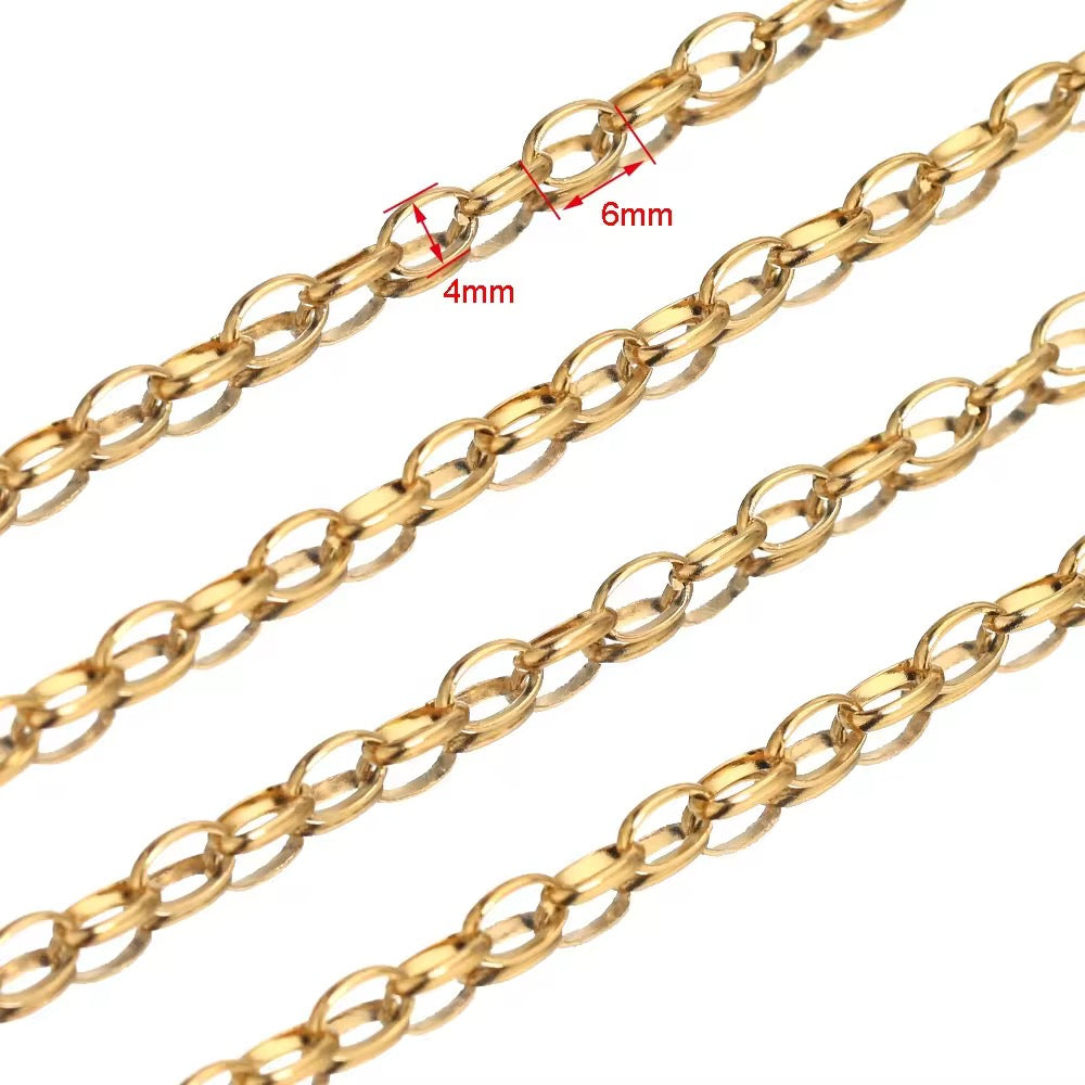 CN 51 Wide egg shaped O chain Silver plated Stainless steel ( 1 Feet ) Anti tarnish