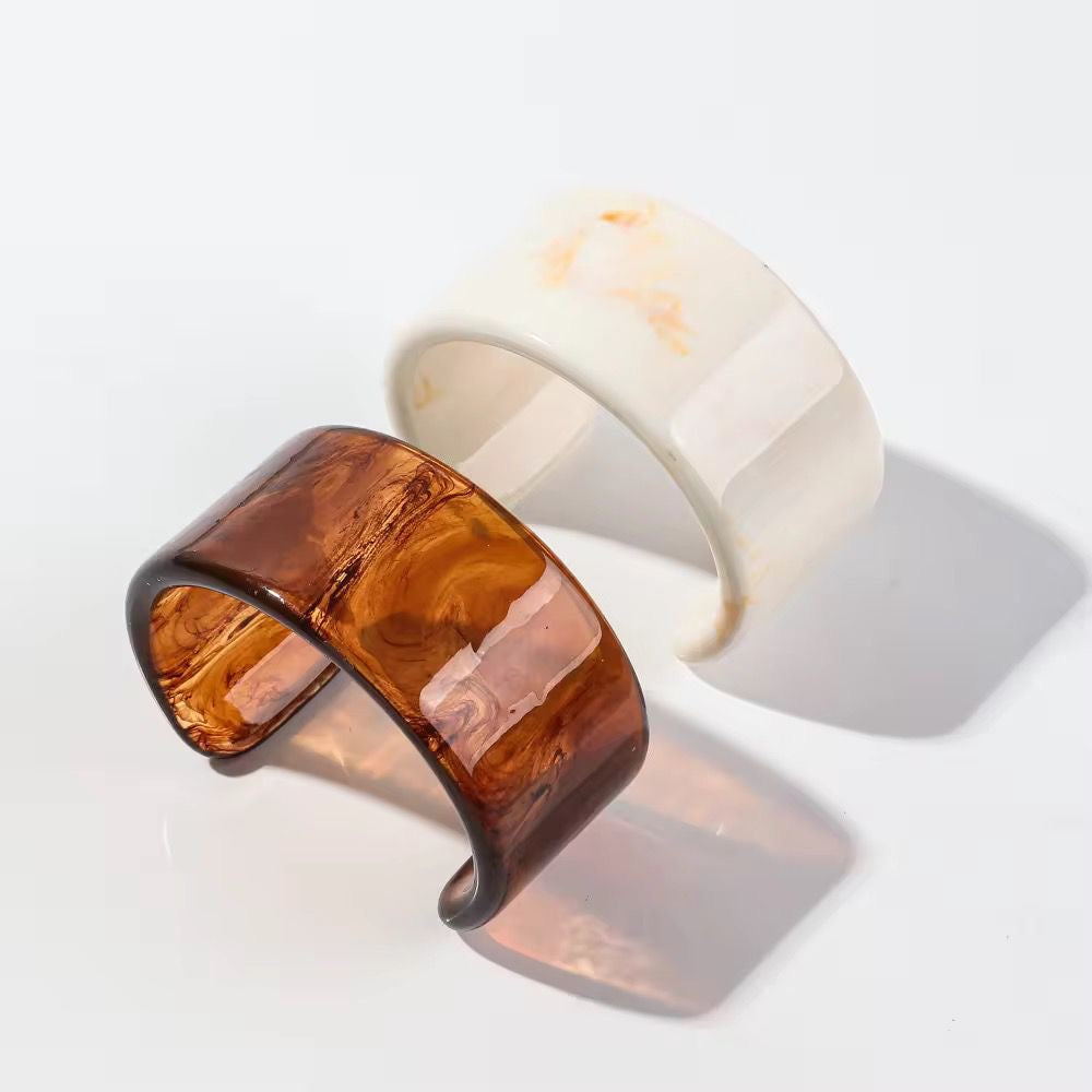RJ 08 Amber Semi circular Wide Cuff Bracelet - Anti tarnish