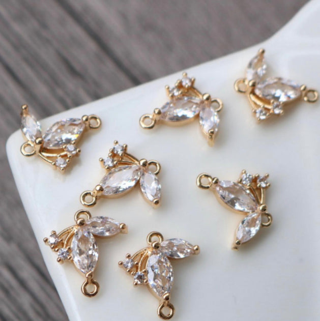 SS 426 CLEAR BUTTERFLY ZIRCON CRYSTAL GOLD PLATED