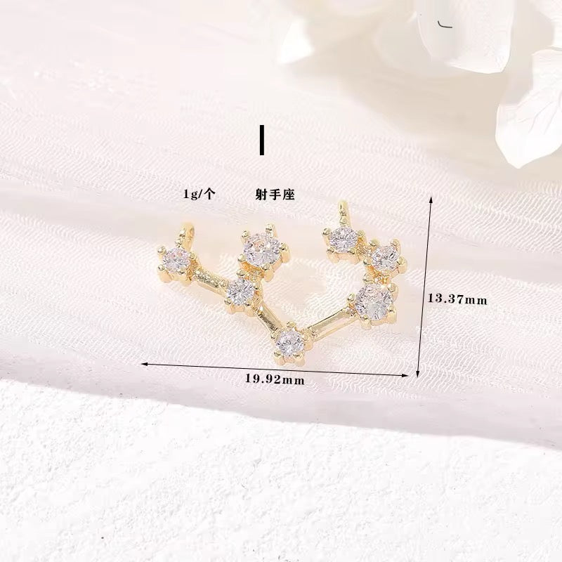 CZ 2383 Constellation singns Zircon 14k gold plated charm ( 1 pc ) - anti tarnish