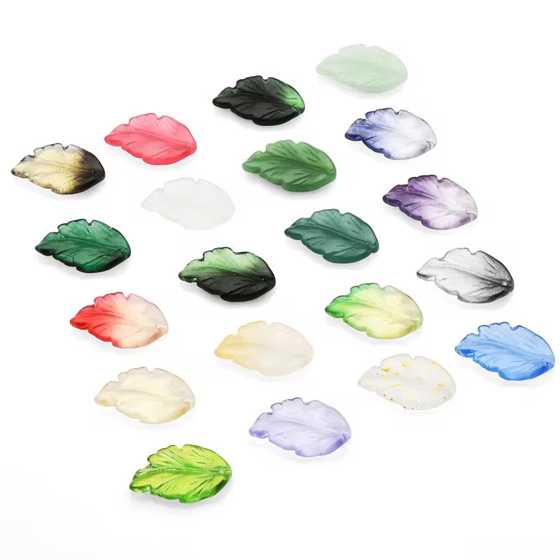 BBB 80 (c) Golden Black Gradient Feather shaped petal Crystal glass beads ( 1 pc )