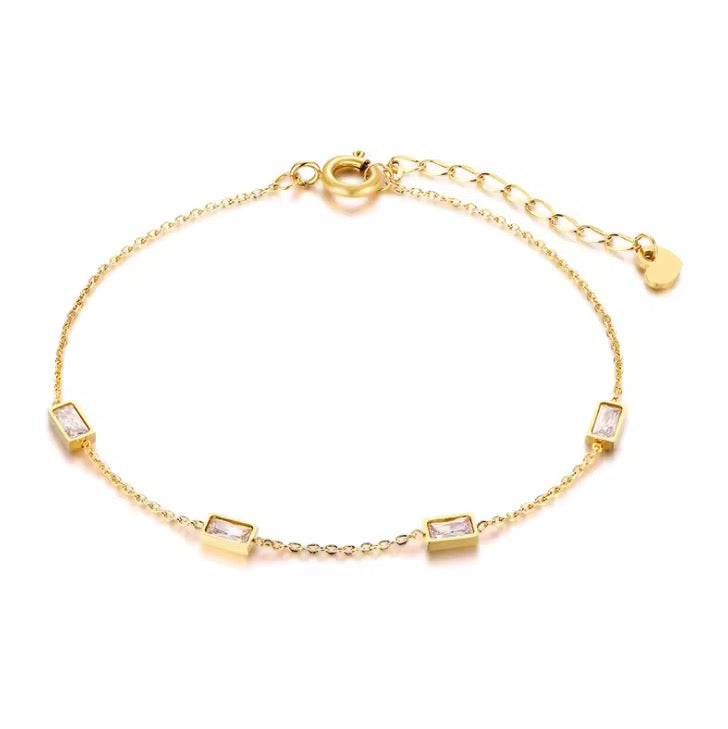 SS 188 Dainty zircon bracelet - 18k gold plated stainless steel - Anti tarnish - Wholesale