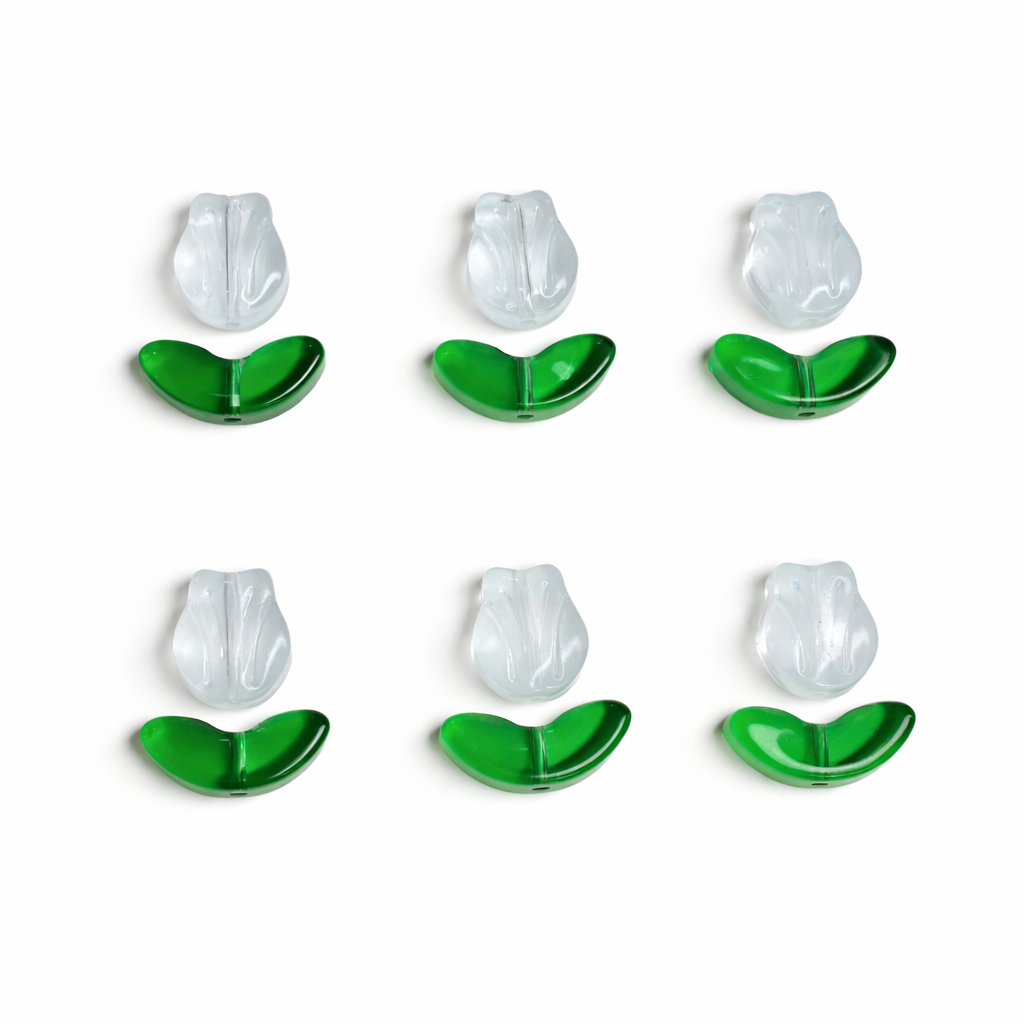 BBB 296 (d) Light Blue Tulip flower Set glass bead ( 1 pc ) Lampwork Bead ( 15 mm )