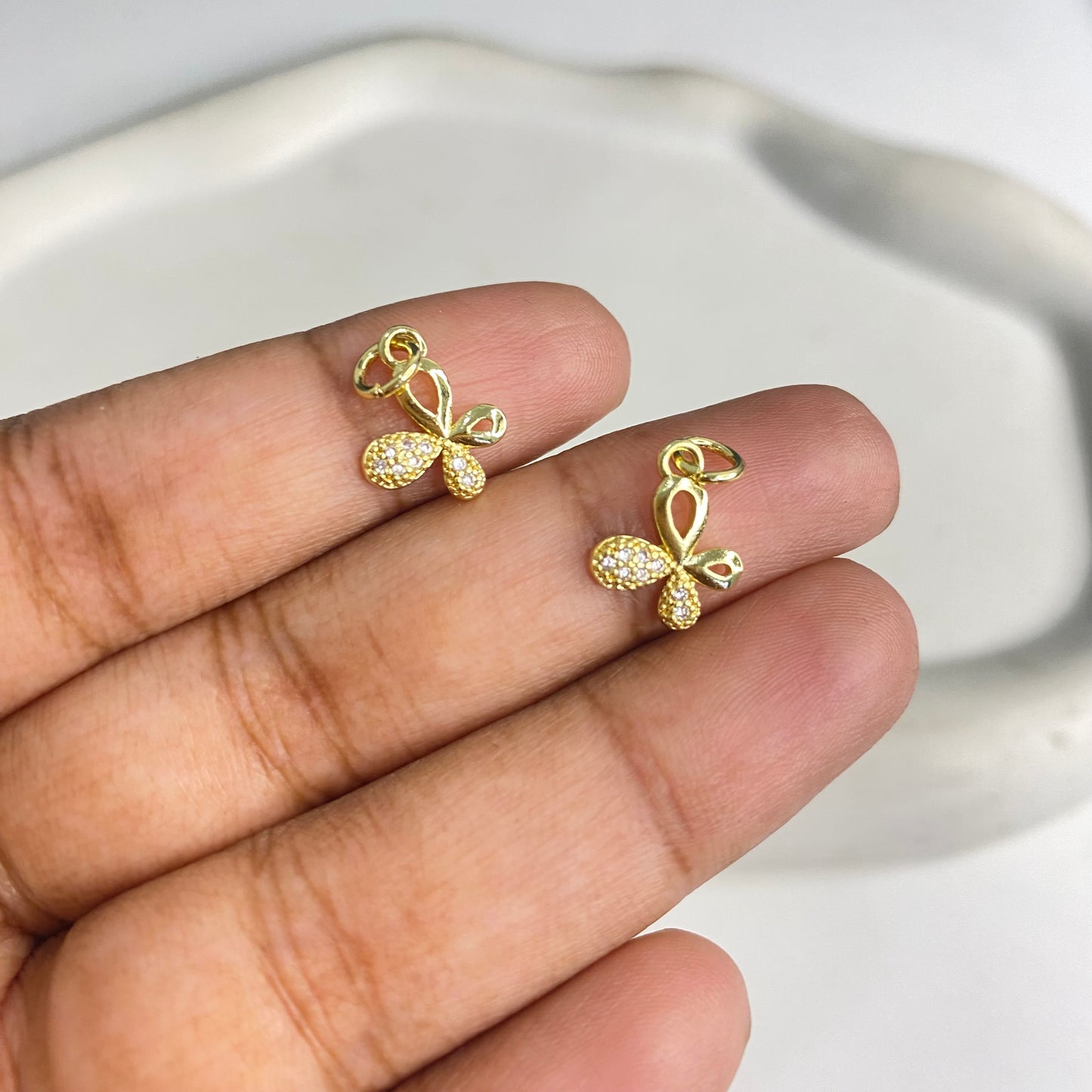 SS 1231 Butterfly Zircon charm 18k gold plated ( 1 pc ) Anti tarnish ( 13:10 mm )