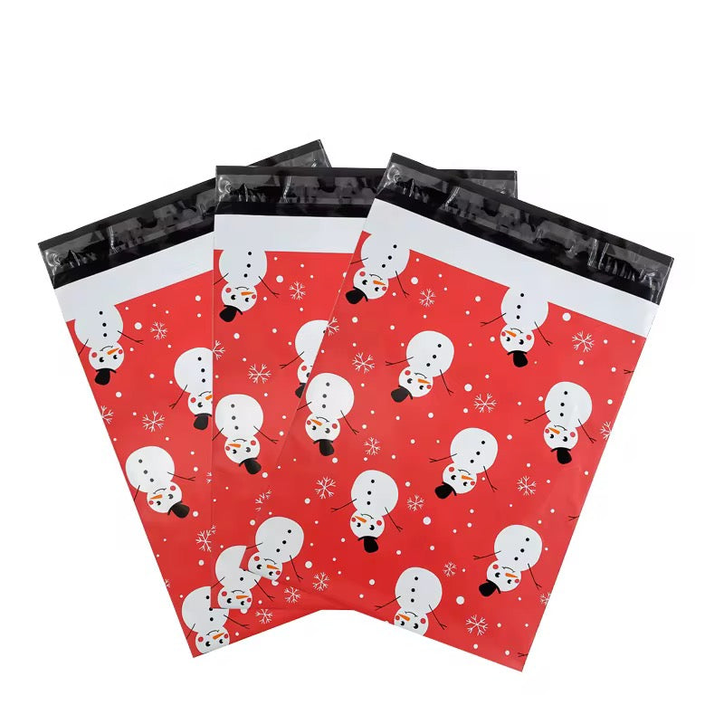 Christmas Snowman ⛄️ Poly Mailer Bag -  Waterproof & Double Sided - Designer Premium Packaging ( 10:13 inch )