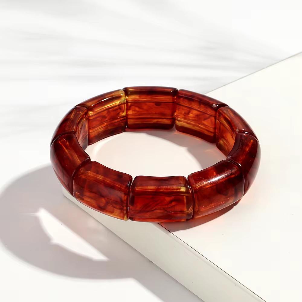 SJ 635 Amber Marble simple bohemian resin acrylic bracelet - Anti tarnishing