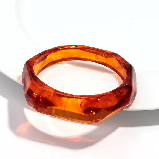 RJ 06 Amber Vintage style Irregular Bangle ( 6.8 cm ) - Anti tarnish
