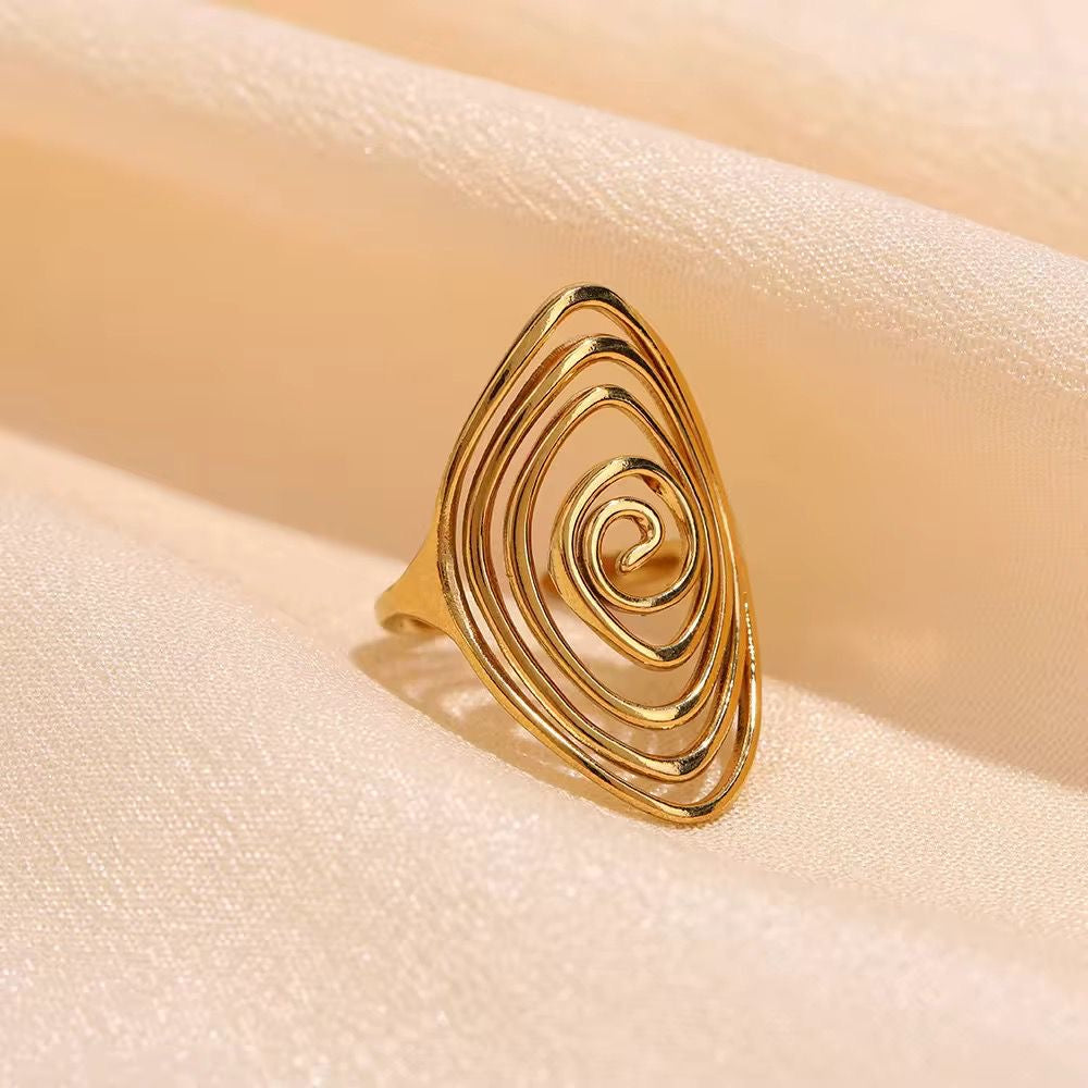 SJ 607 wavy Circle ring adjustable - 18k Gold PVD plated stainless steel - Anti tarnish