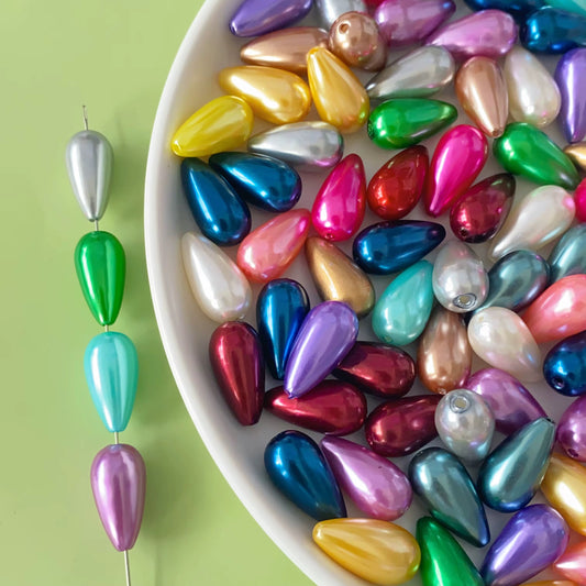 BBB 226 (m) Bright Pink Pearly Waterdrop Acrylic bead ( 1 pc ) UV Plated ( 15:22 mm )