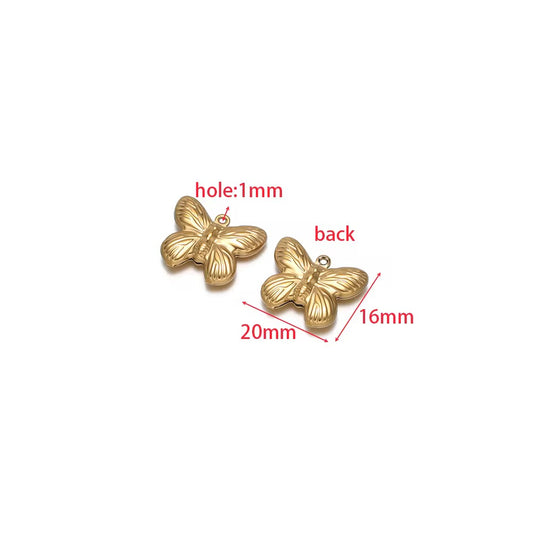 SC16G Butterfly charm 18k Gold PVD 316 stainless steel ( 1 pc ) Anti tarnish