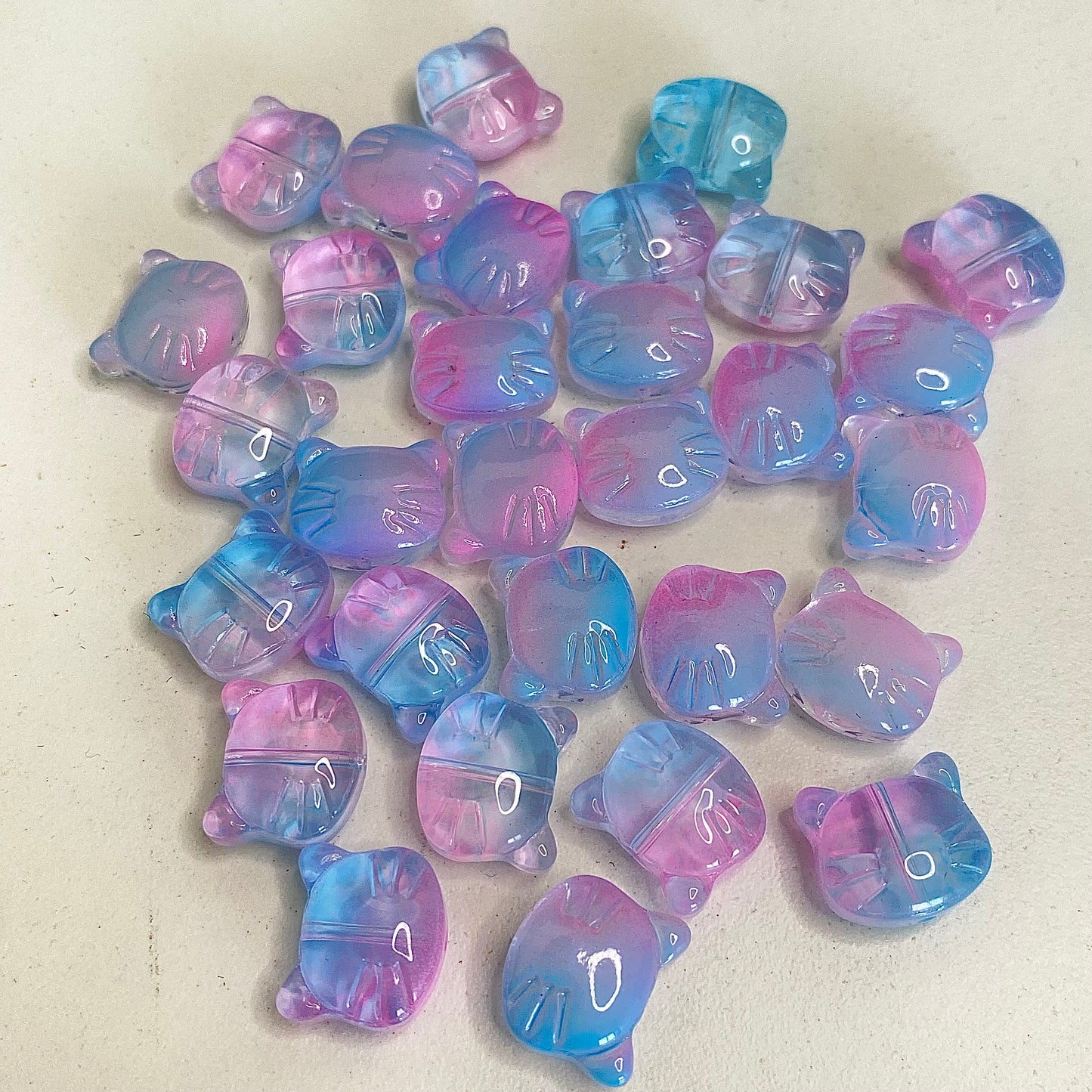 BBB 260 (h) Pinkish Blue dual tone Cat glass bead ( 1 pc ) Lampwork Bead ( 15 mm )