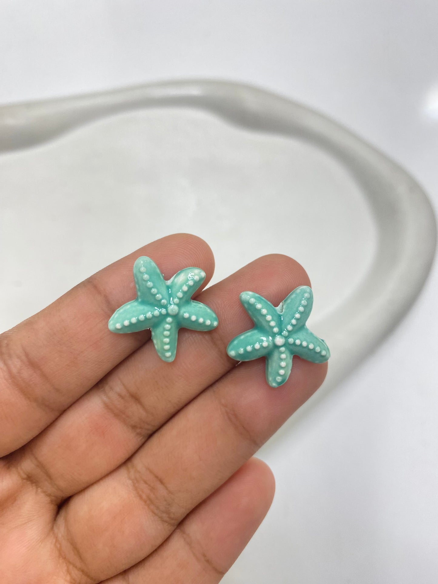 BBB 053 (e) light green Star Fish porcelain ceramic bead ( 1 pc )