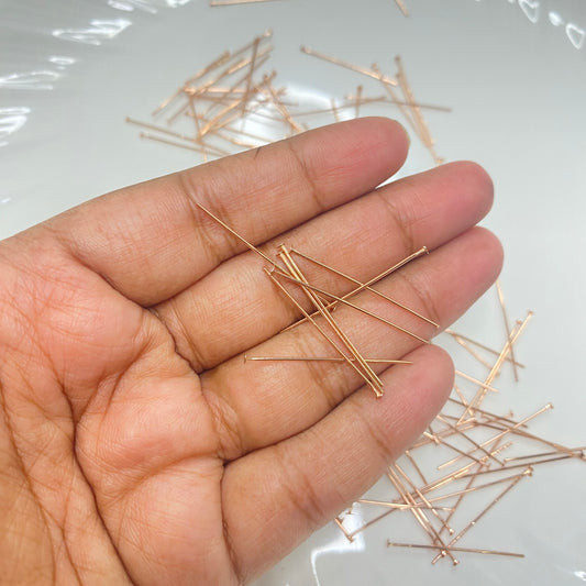 Rose gold plated Head pin ( 1 pc ) anti tarnish