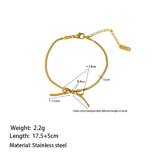 SJ 566 snake chain bow bracelet - 18k Gold PVD plated stainless steel - Anti tarnis