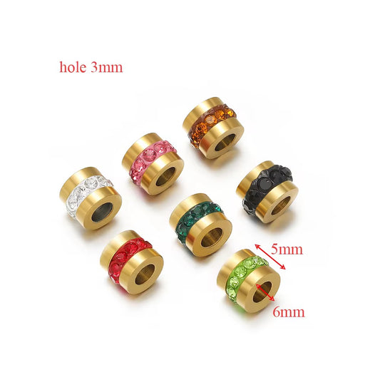 BBB 372 Clear Zircon Spacer bead 18k Gold PVD 316 Stainless steel ( 1 pc ) Anti tarnish