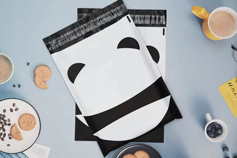 Cute Panda Poly Mailer Bag - Waterproof & Double Sided - Designer Premium Packaging ( 10:13 inch )