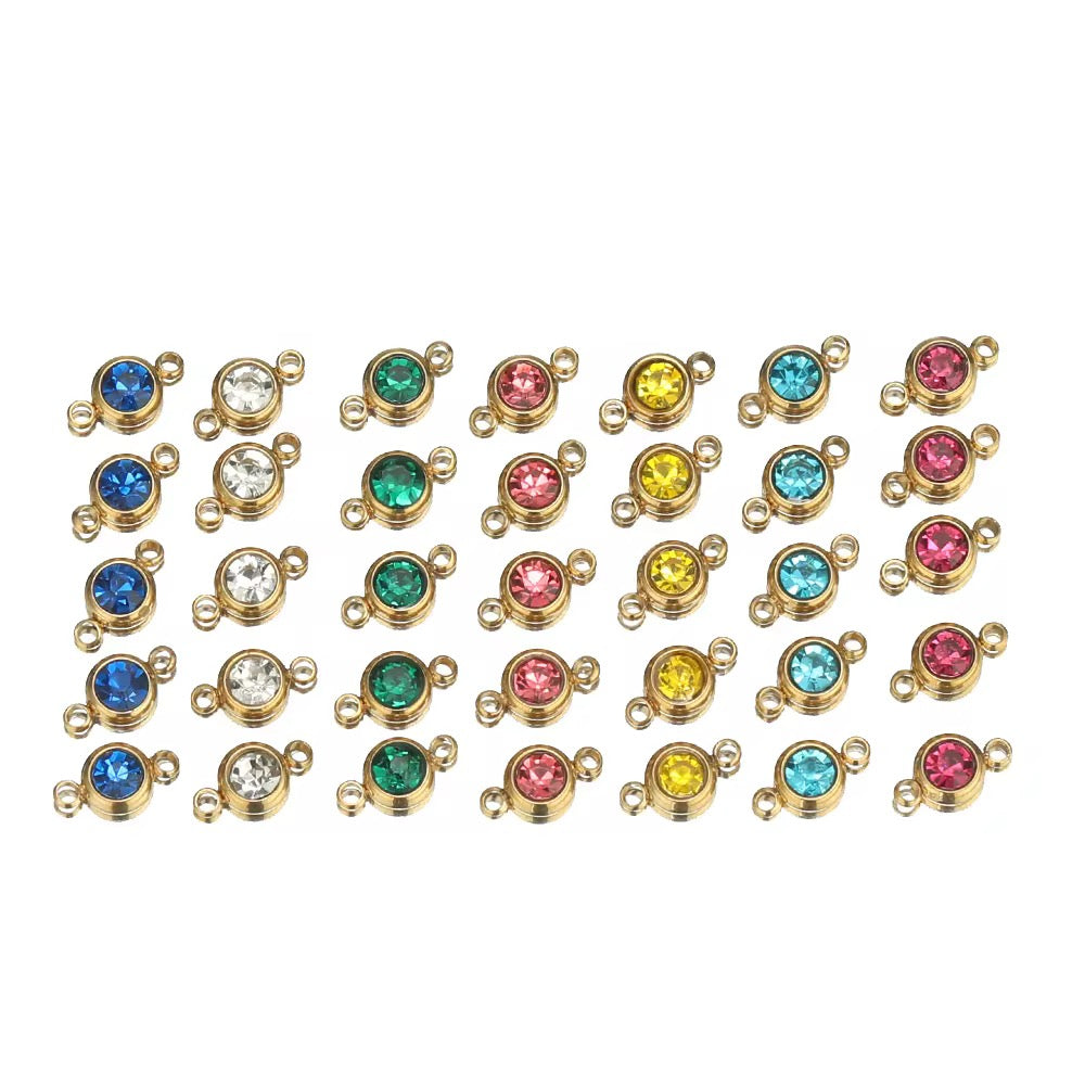 SS 3019 (c) Yellow Zircon Connector 18K Gold PVD plated stainless steel ( 1 piece ) Anti tarnish ( 6 mm )