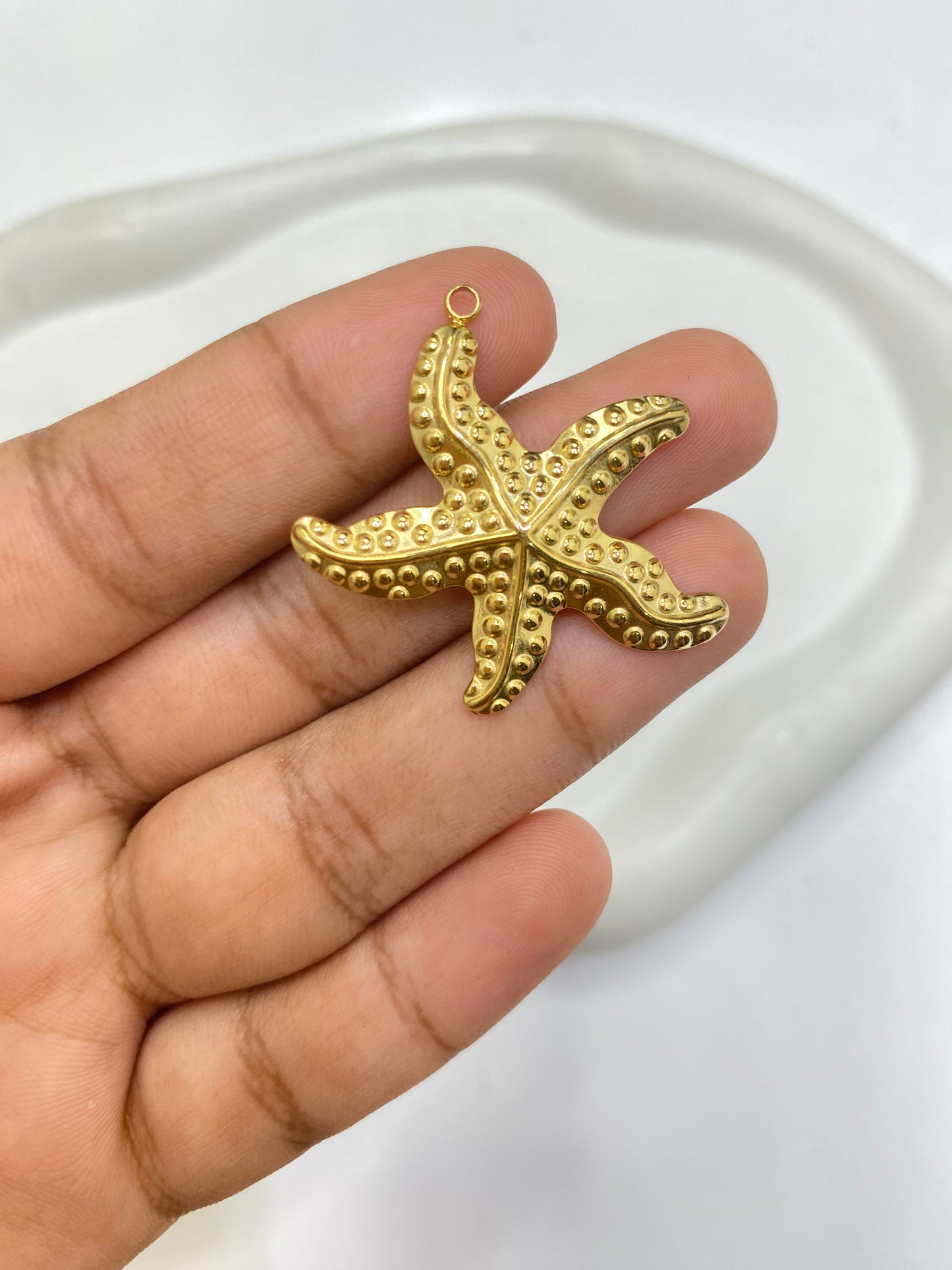 SS 2445 - Big Star fish charm 18k gold  plated Stainless steel ( 1 pc ) Anti tarnish