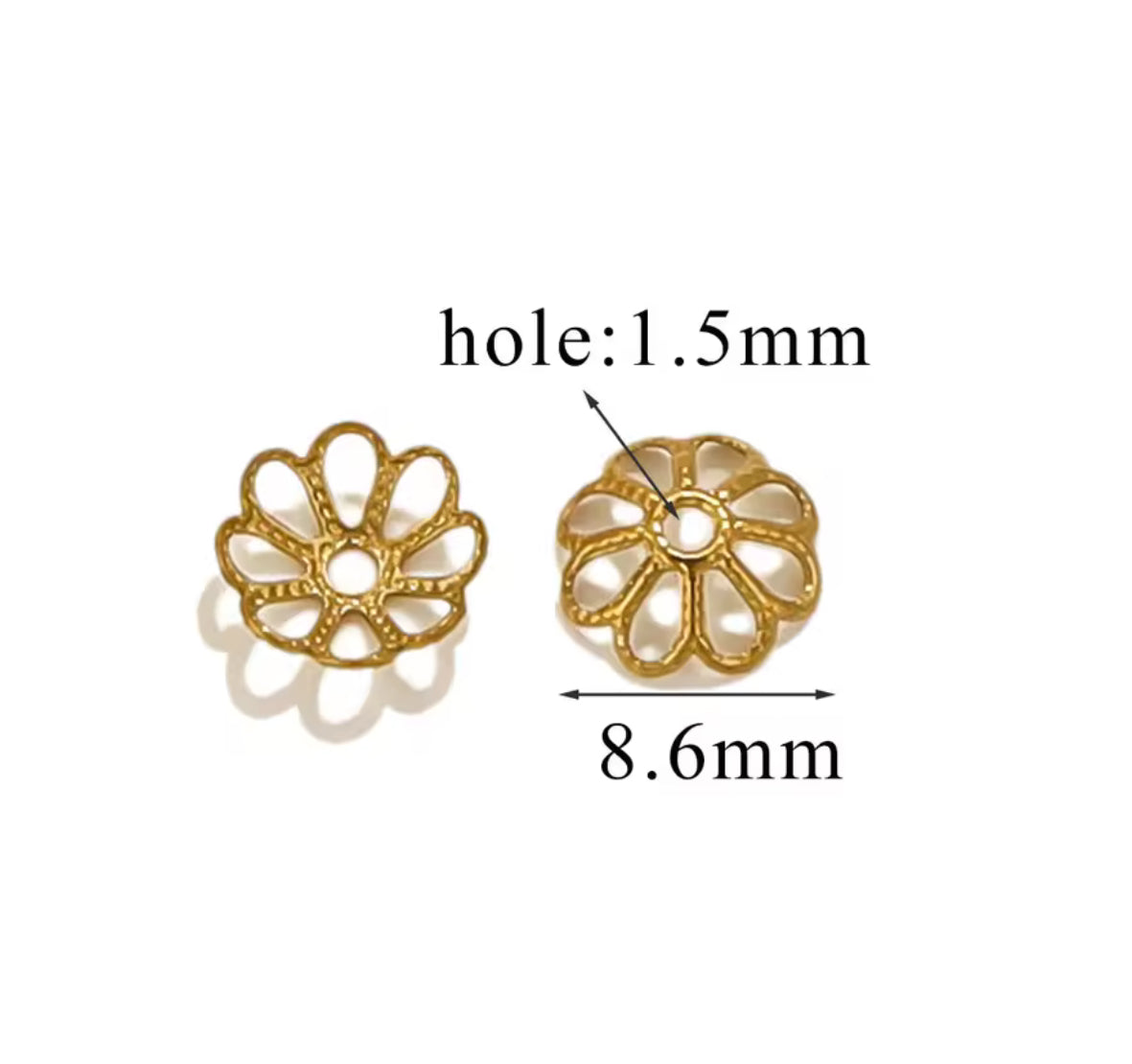 SS 2830 Floral Bead Cap 18k Gold plated stainless steel ( 1 pc ) anti tarnish