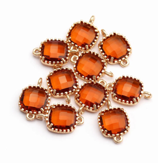 SS 516 orange gold plated crystal connector - per piece - anti tarnish