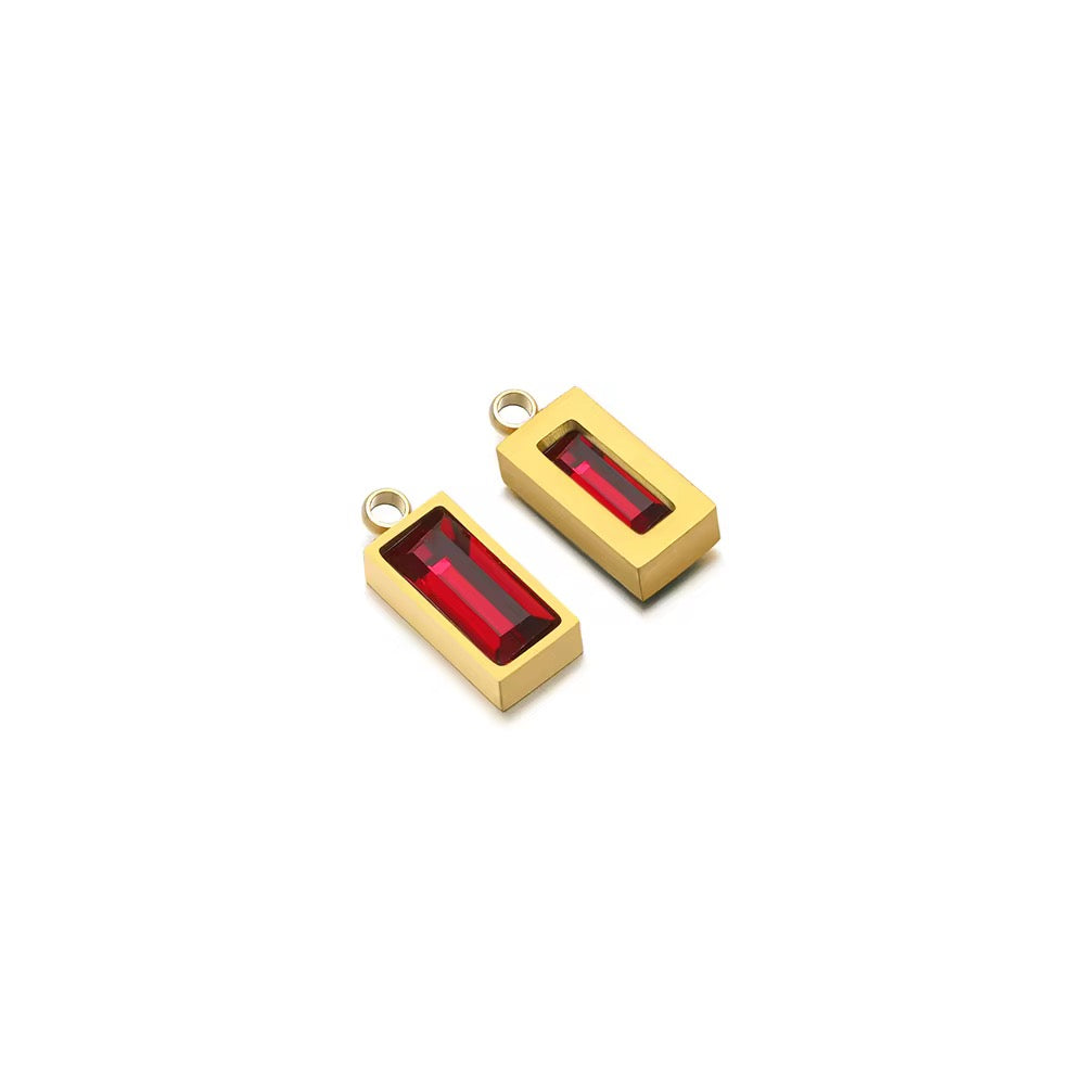 SS 2759 Zircon Rectangle Charm 18k Gold plated stainless steel ( 1 pc ) anti tarnish ( 8:4 mm )
