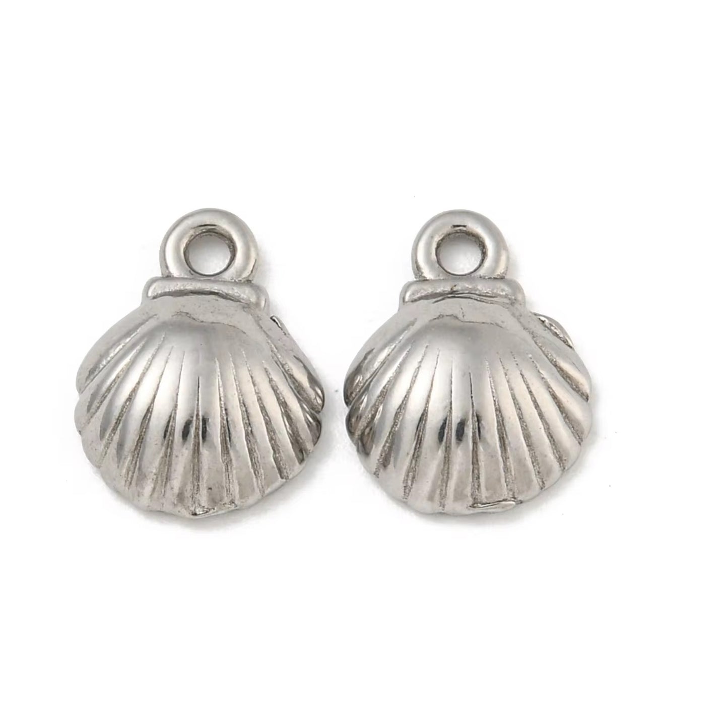SS 3026 Shell Charm Platinum PVD plated stainless steel ( 1 piece ) Anti tarnish ( 8:5 mm )