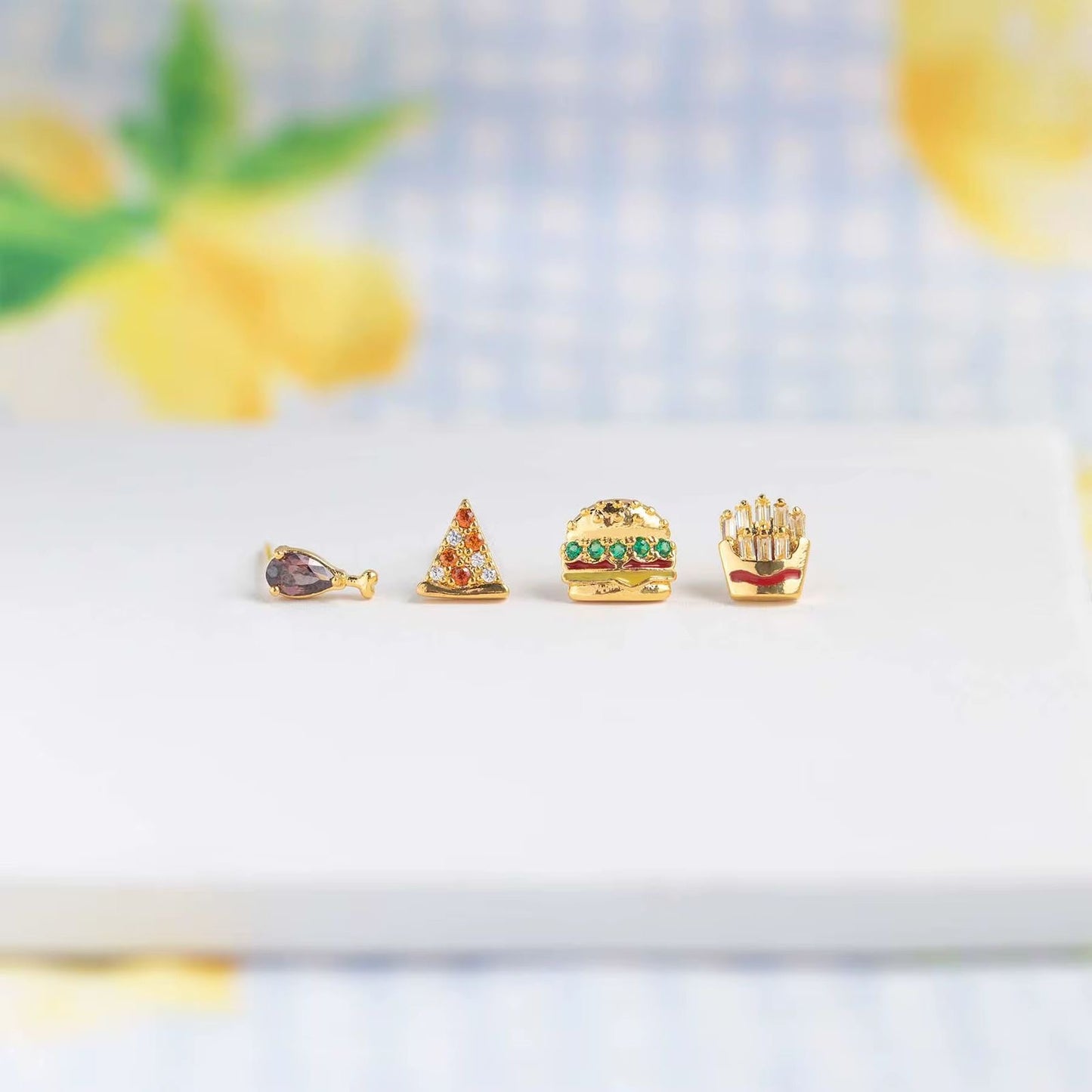 MSJ01C Zircon Earring stack stud 18k Gold PVD plated ( 1 pc ) Anti tarnish