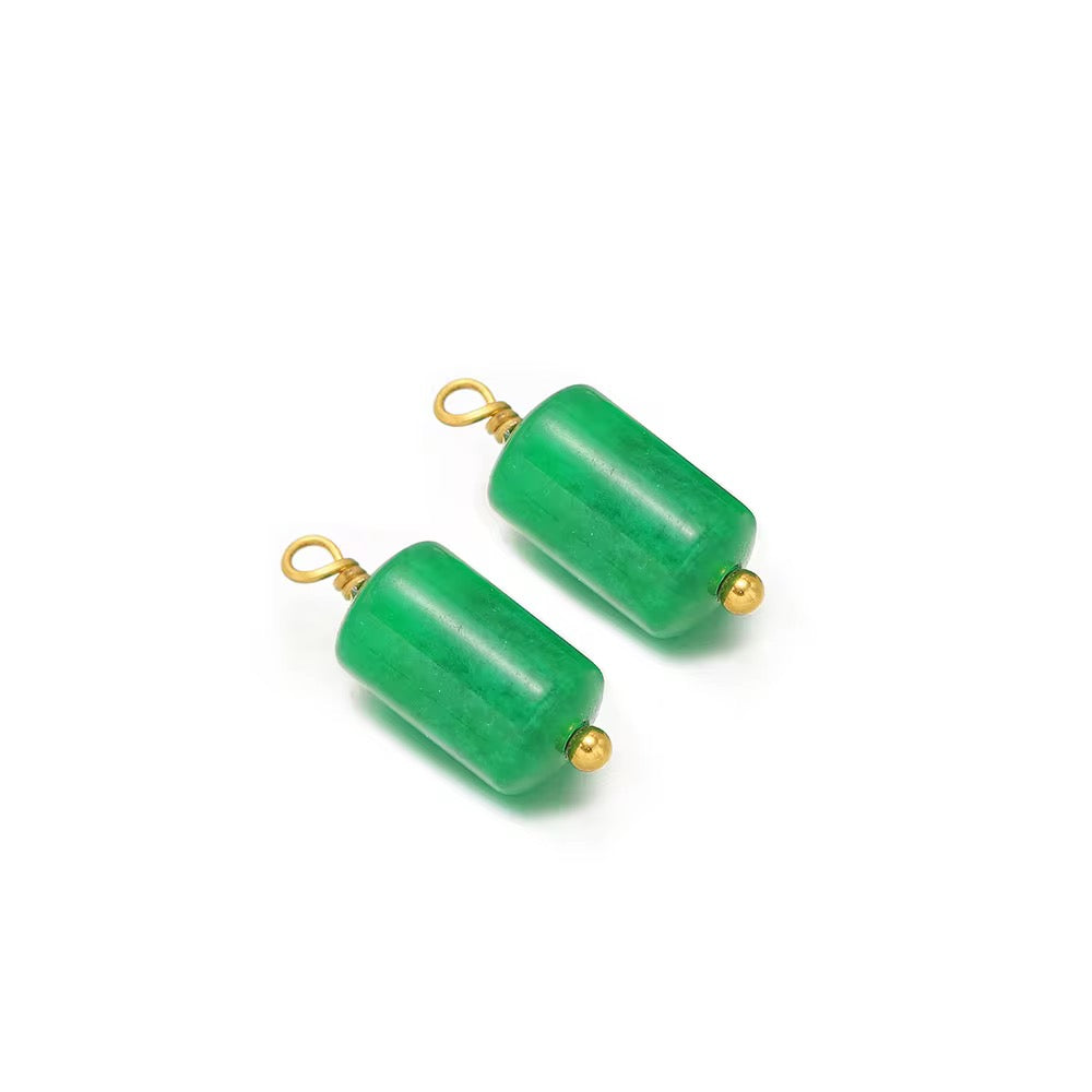 SS 2750 Gemstone Cylinder Pendant 18k Gold plated stainless steel ( 1 pc ) anti tarnish