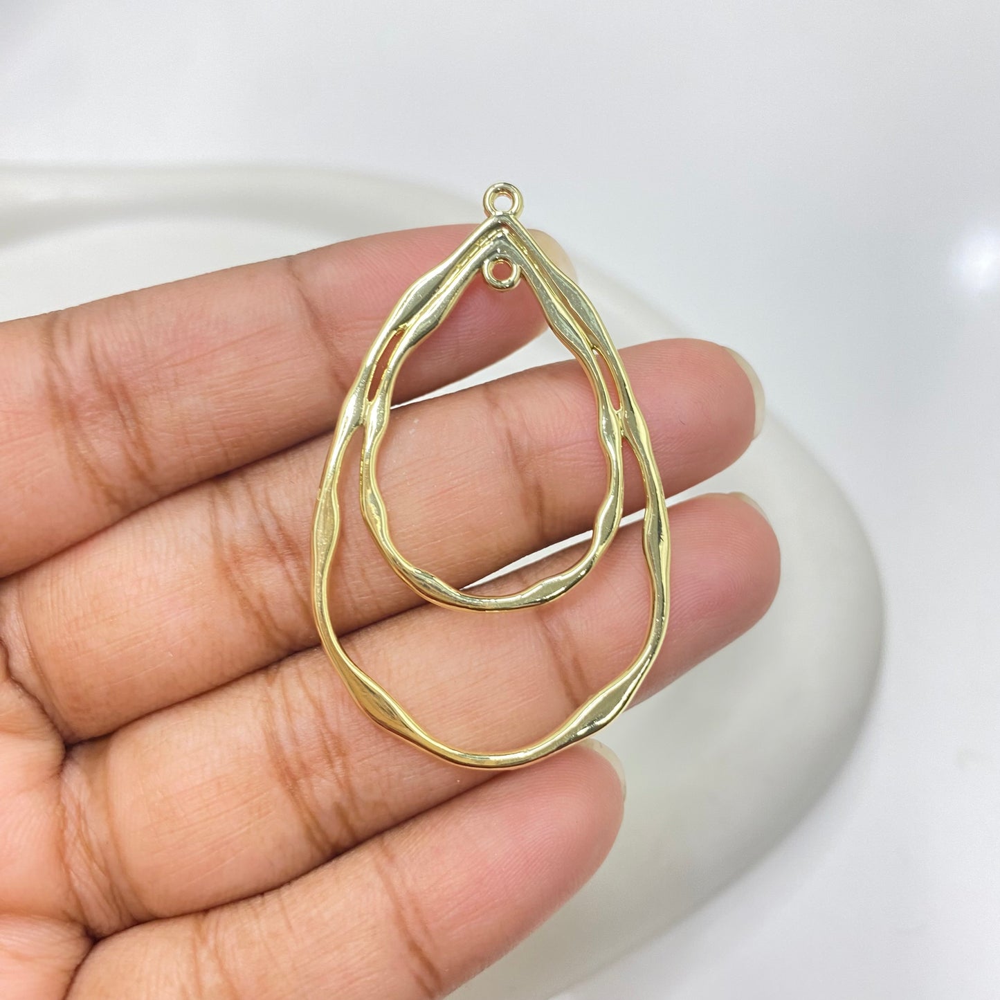 AC 1603 double drop gold Alloy bezel ( 1 pc ) Tarnish resistant