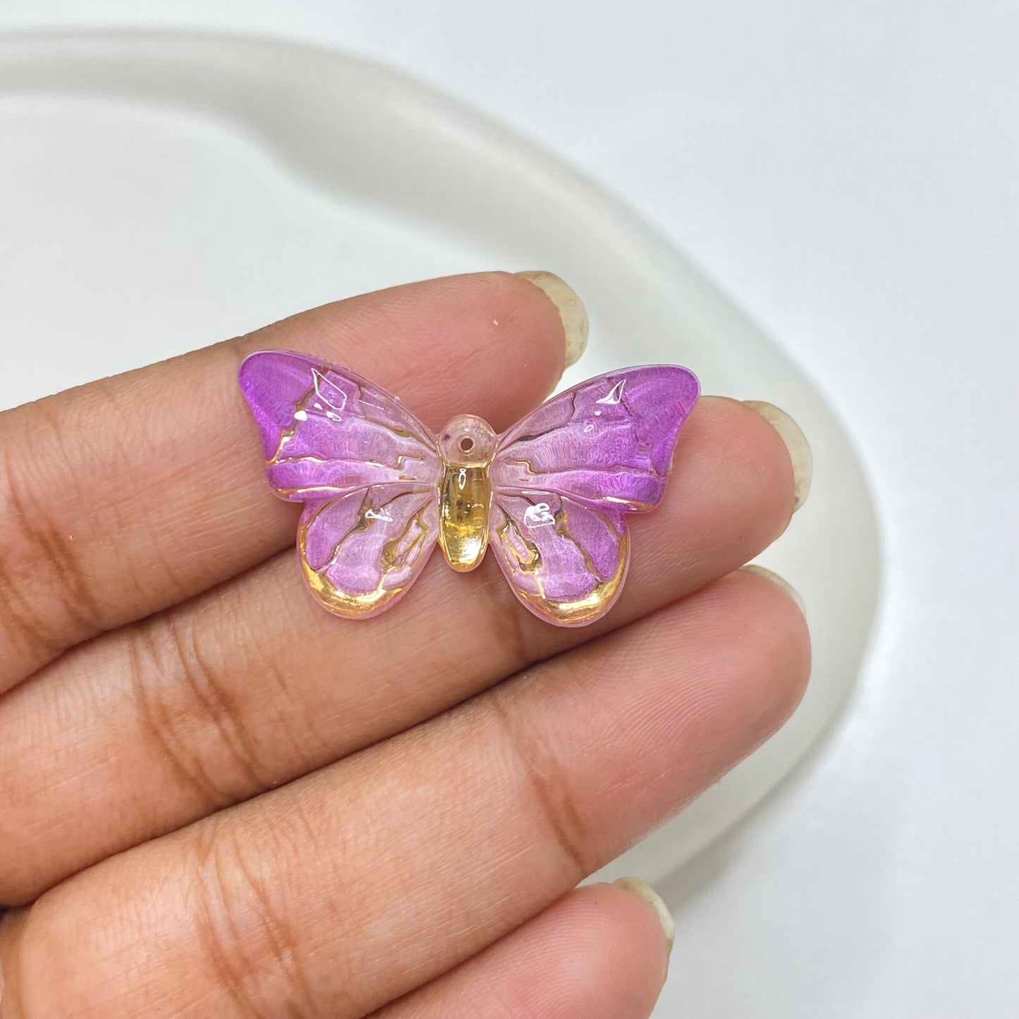 BBB 50 (h) purple butterfly Luminous shiny Acrylic bead ( 1 pc )