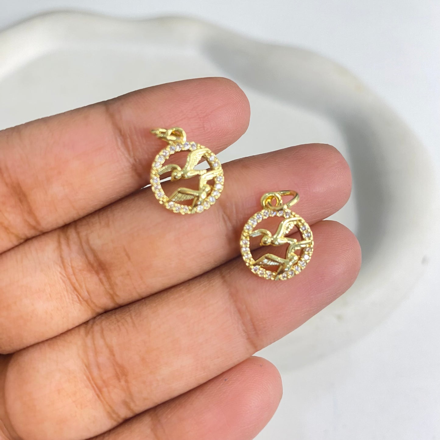 SS 1218 Christmas Zircon charm 18k gold plated ( 1 pc ) Anti tarnish ( 11:11 mm )