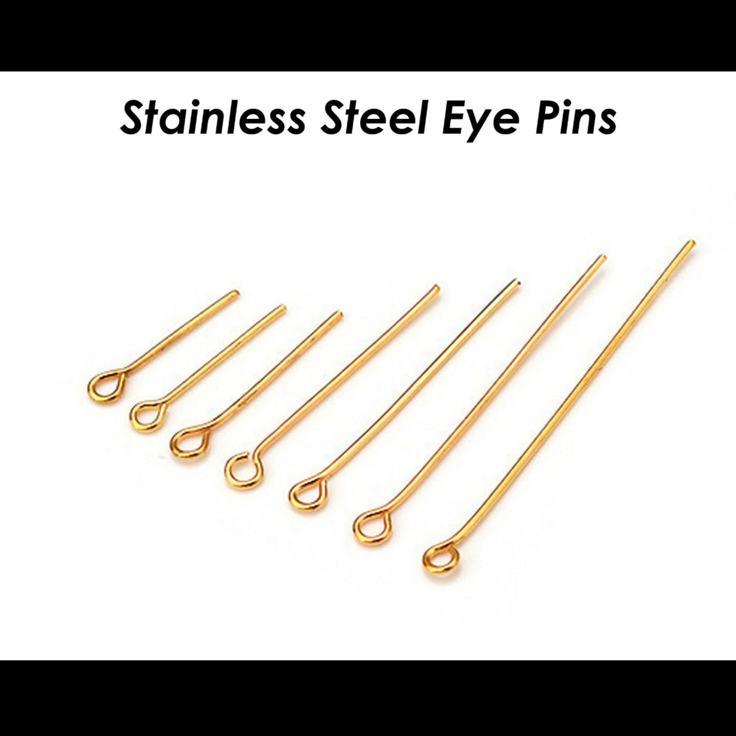 18k Gold PVD Plated Stainless steel Eye pins ( 1 pc ) Anti-tarnish