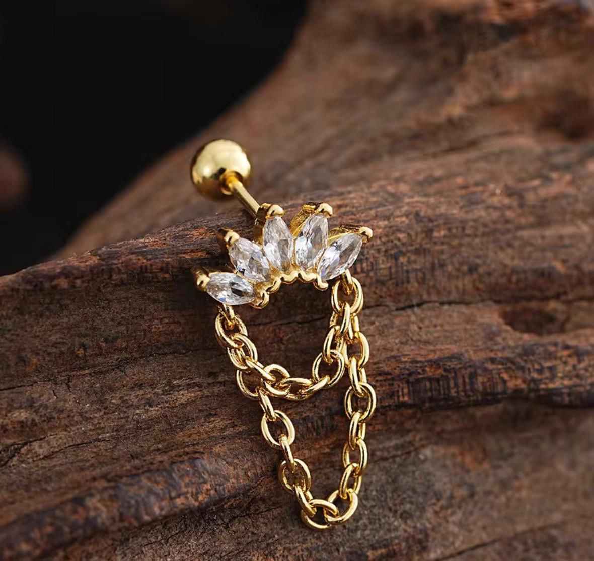 MSJ04J 19 Zircon kids / 2nd Piercing Stud ( 1 pc ) - 18k Gold