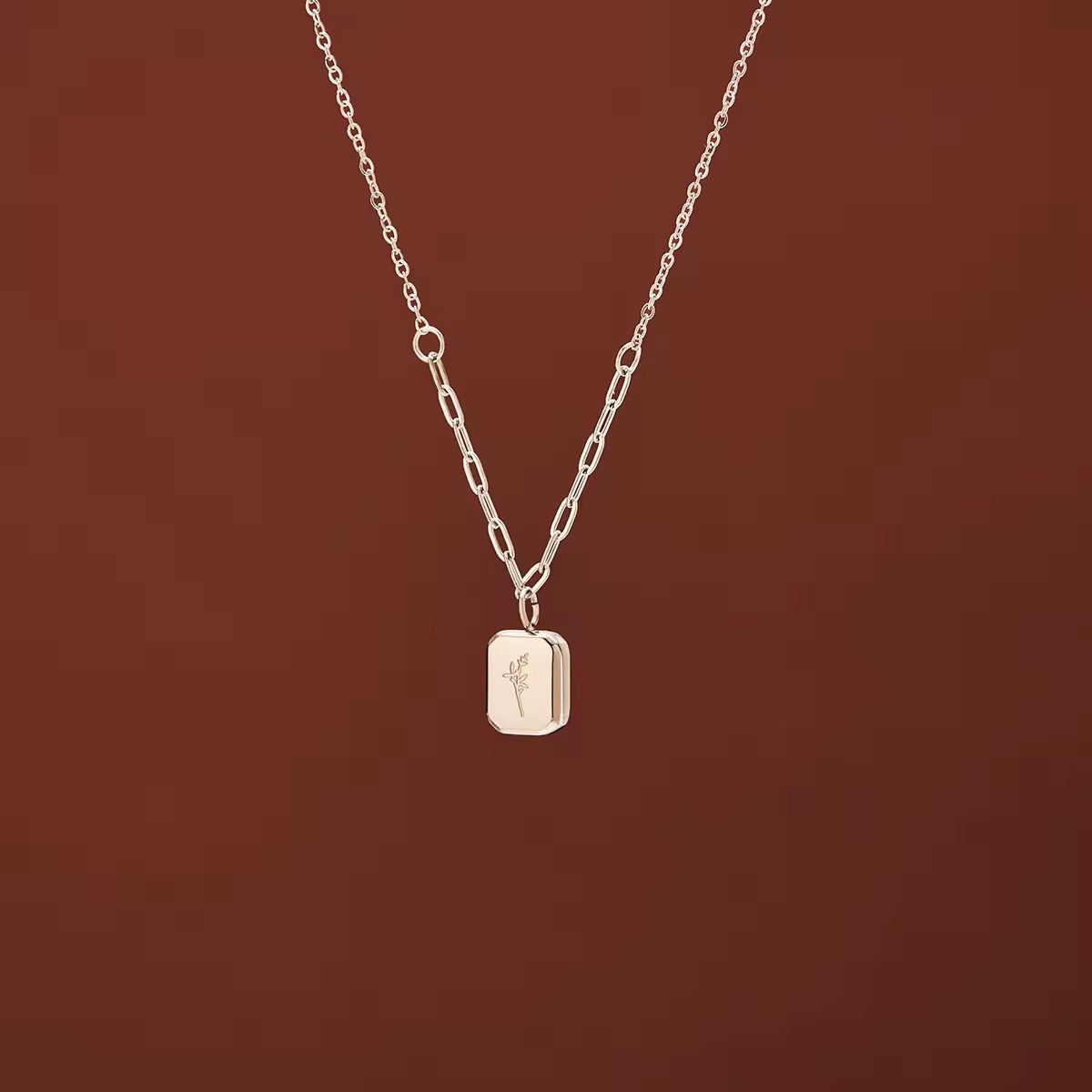 SJ 728 French Style Rose Pendant Necklace - 18k Gold PVD plated stainless steel - Anti tarnish