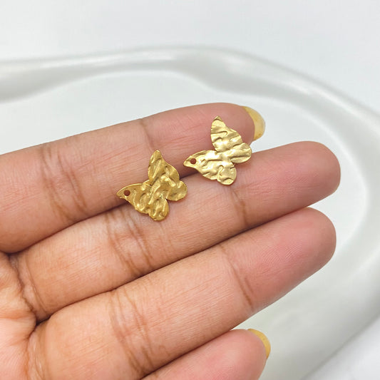 SS 1186 - Butterfly stud - 18k gold PVD plated 316 stainless steel ( 2 pc ) Anti tarnish