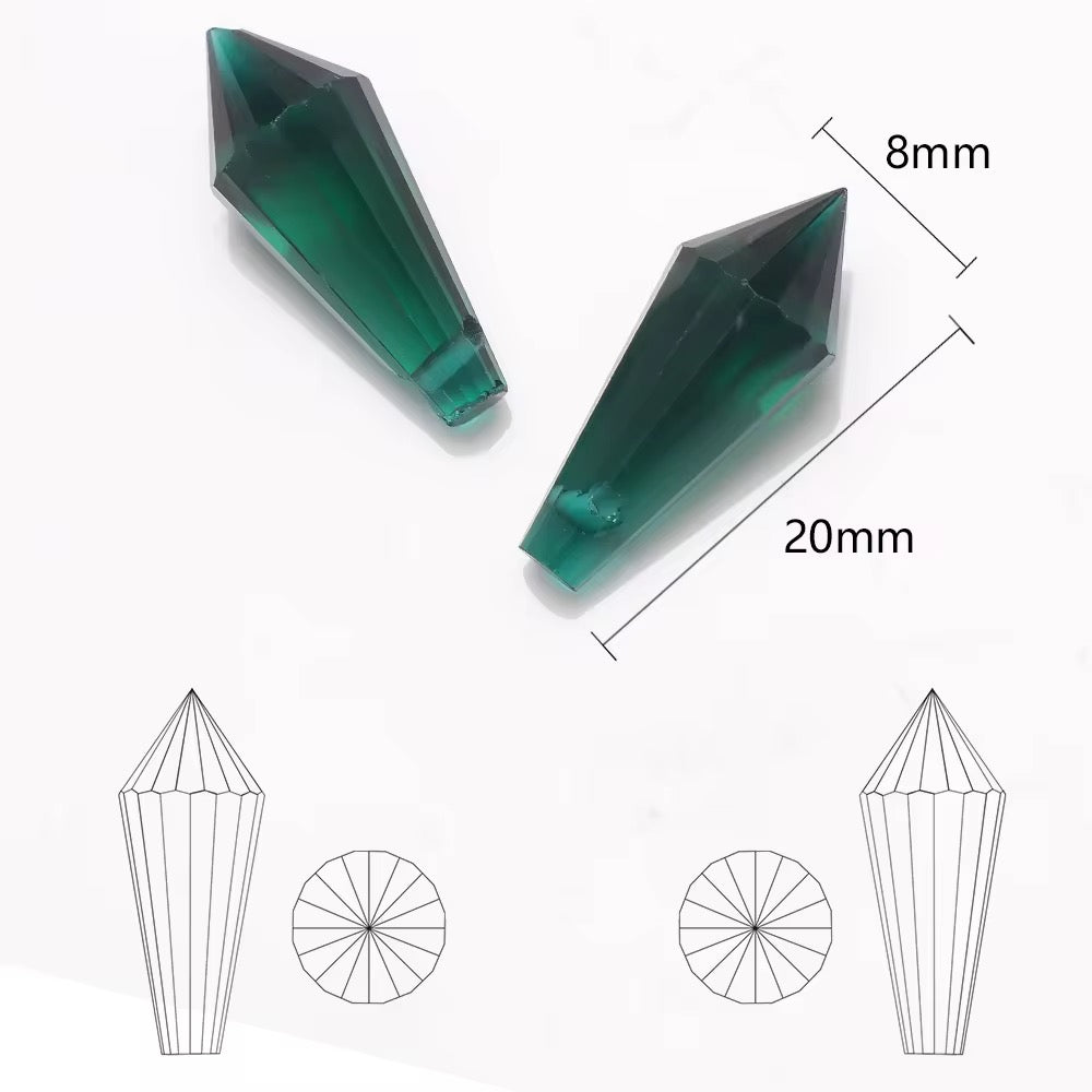 BBB 208 (a) Red Pointed Crystal Bead Lampwork Prism glass charm ( 1 pc ) ( 8:20 mm )