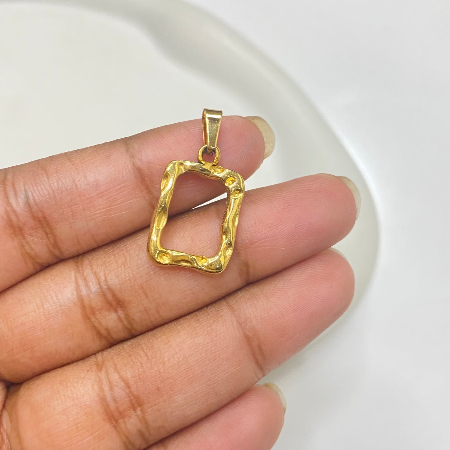 SS 1952 Hollow rectangle Stainless steel charm ( 1 pc ) Anti tarnish